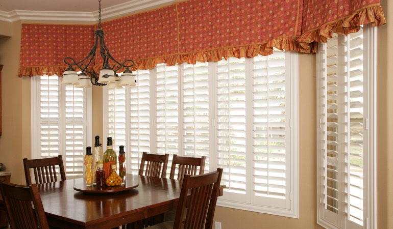 White shutters in Fort Myers dining room.